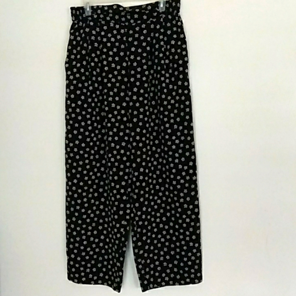 The Villager Liz Claiborne Allover Floral Wide leg lounging comfy pants SZ 12